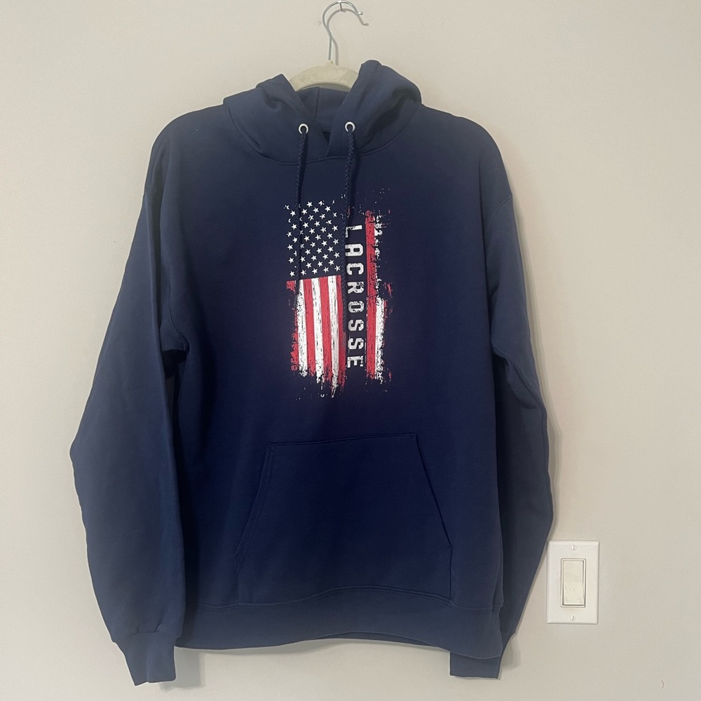 Hanes Blue Lacrosse Hoodie - Picture 3 of 8